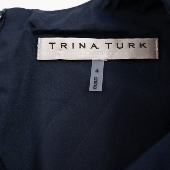 TRINA TURK Flush 3/4 Sleeve Ponte Dress with Gold Button size 4 - Picture 3 of 11